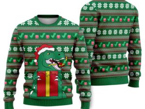 Dinasour Funny Ugly Christmas Sweater - Image 1