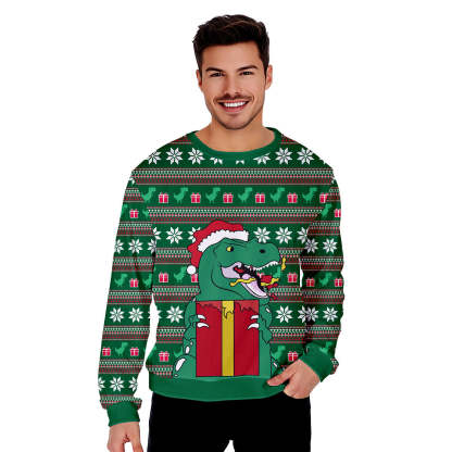 dinasour funny ugly christmas sweater 2 Dinasour Funny Ugly Christmas Sweater - Image 2