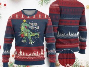 Dinosaur Ugly Christmas Sweater Merry Rex Mas Xmas Pet Dino Trex Xmas Tree - Image 1