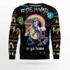 Dinosaur Unicorn Ride Hard Ugly Christmas Sweater - Image 1