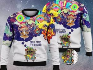 Do Not Panic It Is Organic Boom Hippie Classic Ugly Christmas Sweater - Image 1