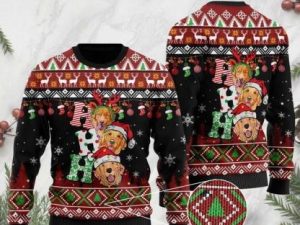 Dog Lover Golden Retriever Ho Ho Ho Ugly Christmas Sweater - Image 1