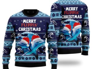 Dolphin Flippin Ugly Christmas Sweater - Image 1