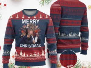 Donald T Christmas Ugly Christmas Sweater Merry Xmas Republican - Image 1