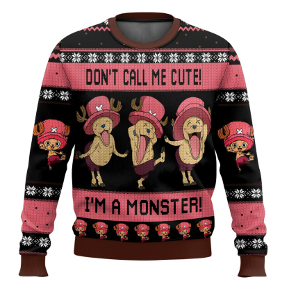 dont call me cute im a monster chopper one piece ugly christmas sweater 1 Dont Call Me Cute Im A Monster Chopper One Piece Ugly Christmas Sweater - Image 1