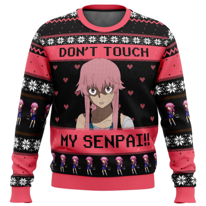 dont touch my senpai the future diary ugly christmas sweater 1 Dont Touch My Senpai The Future Diary Ugly Christmas Sweater - Image 1