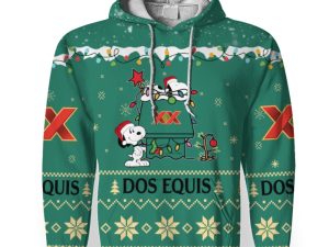 Dos Equis American Merry Christmas, Snoopy House Cute Fan Gift-3D Unisex Hoodie - Image 1