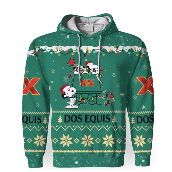 Dos Equis American Merry Christmas, Snoopy House Cute Fan Gift-3D Unisex Hoodie - Image 1