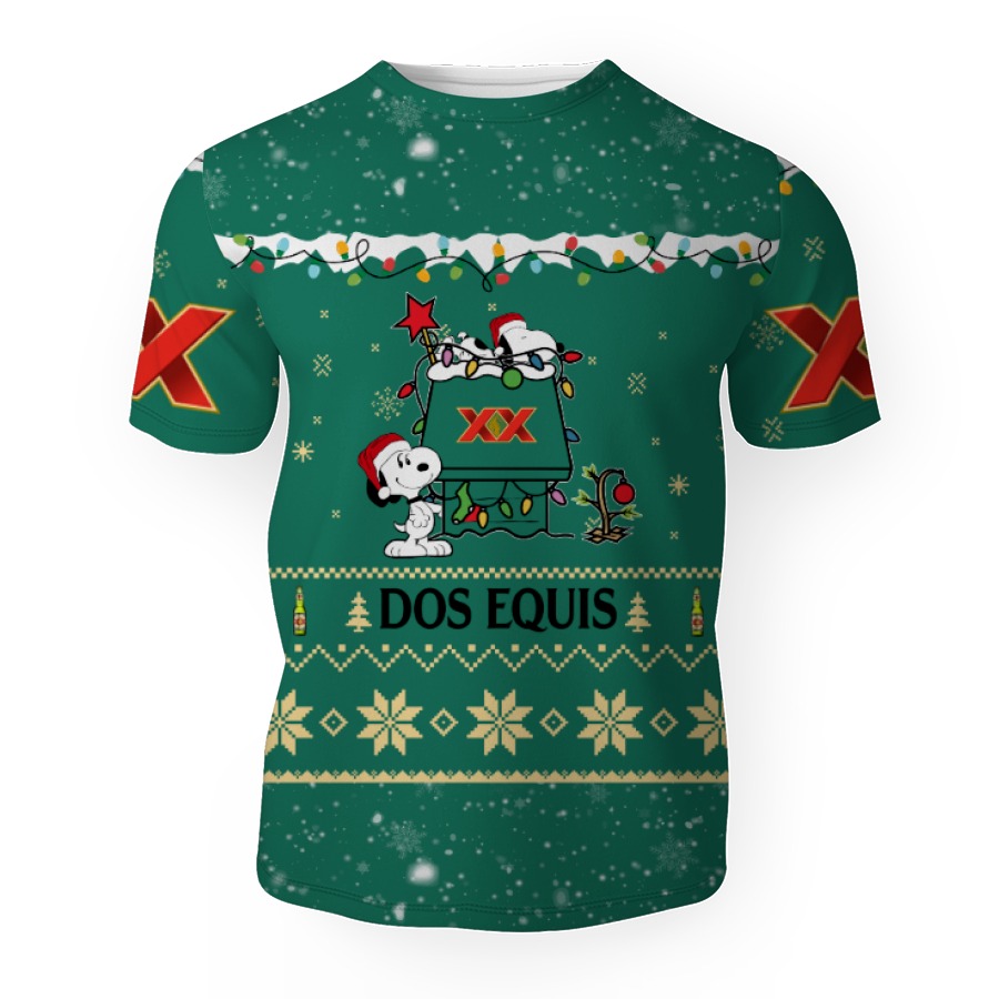 dos equis american merry christmas snoopy house cute fan gift 3d unisex t shirt 1 Dos Equis American Merry Christmas, Snoopy House Cute Fan Gift-3D Unisex T-Shirt - Image 1