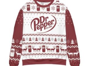 Dr Pepper Soda Logo Snowflakes Pattern Ugly Christmas Sweater - Image 1