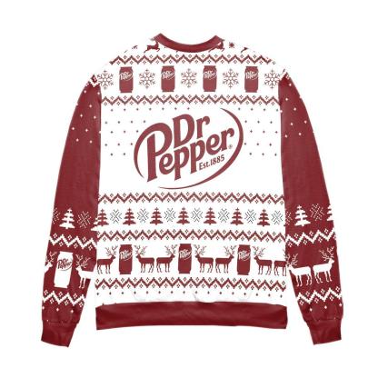 dr pepper soda logo snowflakes pattern ugly christmas sweater 2 Dr Pepper Soda Logo Snowflakes Pattern Ugly Christmas Sweater - Image 2