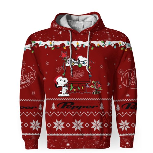 Dr Pepper Soft Drink American Merry Christmas, Snoopy House Cute Fan Gift-3D Unisex Hoodie - Image 1