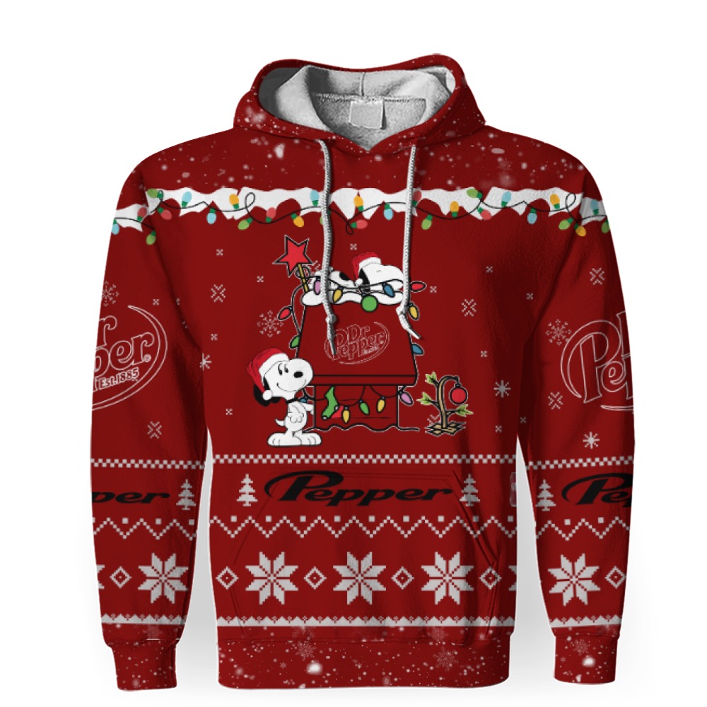 dr pepper soft drink american merry christmas snoopy house cute fan gift 3d unisex hoodie 1 Dr Pepper Soft Drink American Merry Christmas, Snoopy House Cute Fan Gift-3D Unisex Hoodie - Image 1