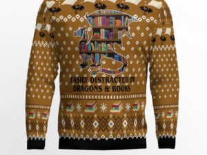 Dragon And Book Ugly Christmas Sweater - Image 1