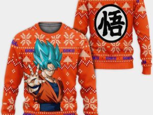Dragon Ball Z Goku Blue Ugly Christmas Sweater - Image 1