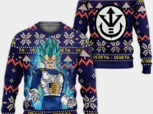 Dragon Ball Z Vegeta Blue Ugly Christmas Sweater - Image 1