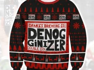 Drakes Denogginizer Beer Ugly Christmas Sweater - Image 1