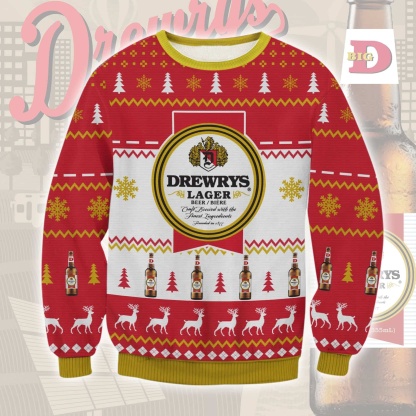 drewrys beer ugly christmas sweater 1 Drewrys Beer Ugly Christmas Sweater - Image 1