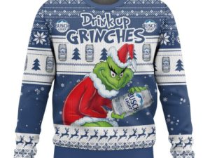 Drink Up Grinches Busch Light Ugly Christmas Sweater - Image 1