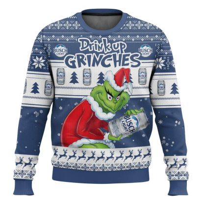 drink up grinches busch light ugly christmas sweater 1 Drink Up Grinches Busch Light Ugly Christmas Sweater - Image 1