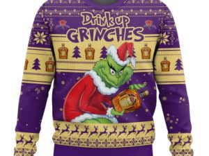 Drink Up Grinches Crown Royal Ugly Christmas Sweater - Image 1
