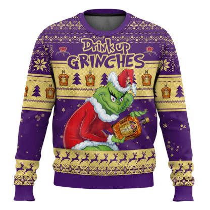 drink up grinches crown royal ugly christmas sweater 1 Drink Up Grinches Crown Royal Ugly Christmas Sweater - Image 1
