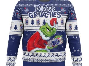 Drink Up Grinches Pabst Blue Ribbon Ugly Christmas Sweater - Image 1