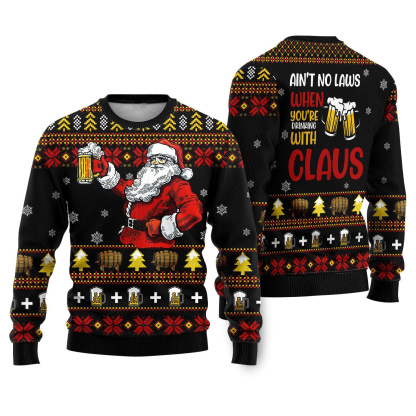 drinking with claus funny ugly christmas sweater 1 Drinking With Claus Funny Ugly Christmas Sweater - Image 1