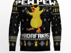 Duck Pew Pew Madafakas Ugly Christmas Sweater - Image 1