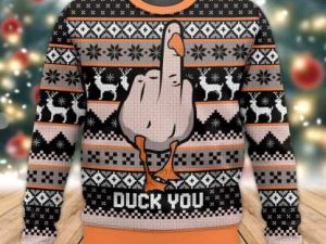 Duck You Funny Christmas Ugly Christmas Sweater - Image 1