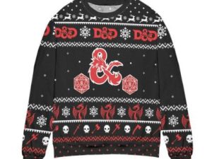 Dungeons And Dragons Dice Snowflake Pattern Ugly Christmas Sweater - Image 1