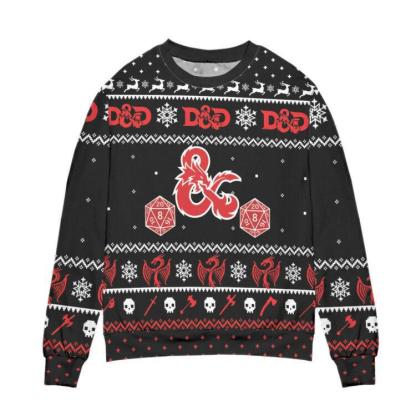 dungeons and dragons dice snowflake pattern ugly christmas sweater 1 Dungeons And Dragons Dice Snowflake Pattern Ugly Christmas Sweater - Image 1