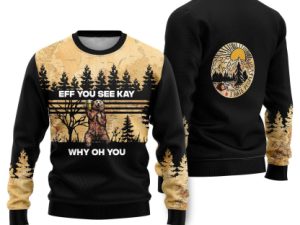 Eff Bear Beer You See Kay Why Oh You Ugly Christmas Sweater - Image 1