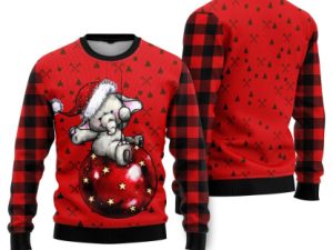 Elephant Cute Red Ugly Christmas Sweater - Image 1