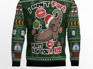 Elephant I Didnt Fart My Butt Blew You A Kiss Ugly Christmas Sweater - Image 1