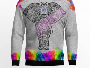 Elephant Mandala Color Ugly Christmas Sweater - Image 1