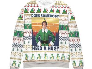 Elf Does Somebody Need A Hug Ugly Christmas Sweater - Image 1