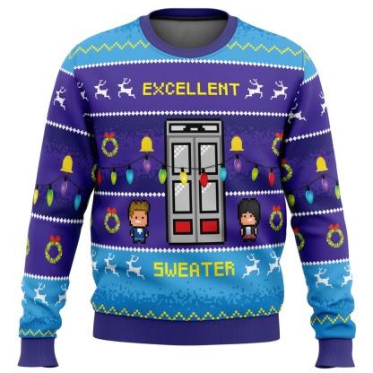 excellent sweater bill and ted ugly christmas sweater 1 Excellent Sweater Bill And Ted Ugly Christmas Sweater - Image 1