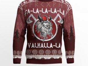 Fa La La La Valhalla La Viking Ugly Christmas Sweater - Image 1