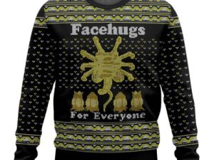 Face Hugs For Everyone Alien Ugly Christmas Sweater Holiday Gift - Image 1