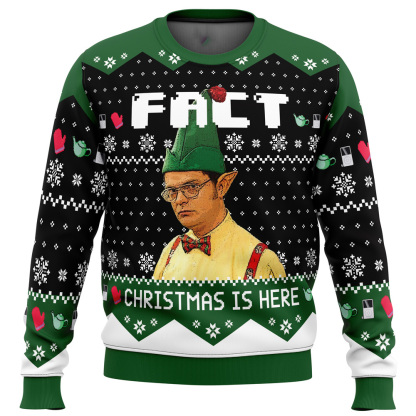 fact christmas is here the office ugly christmas sweater 1 Fact Christmas Is Here The Office Ugly Christmas Sweater - Image 1