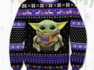 Fedex Baby Yoda Ugly Christmas Sweater - Image 1