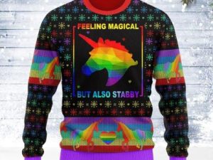 Feeling Magical But Also Stabby Ugly Christmas Sweater Holiday Gift - Image 1