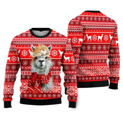 festive llama xmas ugly christmas sweater holiday gift 1 Festive Llama Xmas Ugly Christmas Sweater Holiday Gift - Image 1