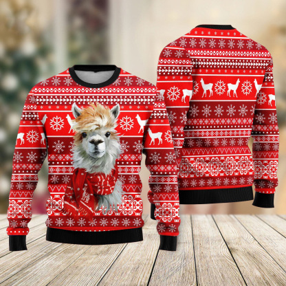 festive llama xmas ugly christmas sweater holiday gift 2 Festive Llama Xmas Ugly Christmas Sweater Holiday Gift - Image 2
