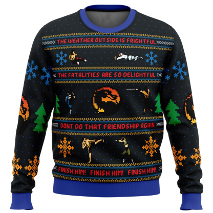 finish him mortal kombat ugly christmas sweater 1 Finish Him Mortal Kombat Ugly Christmas Sweater - Image 1