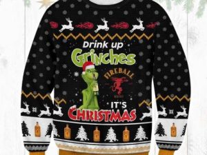 Fireball Drink Up Grinches Ugly Christmas Sweater - Image 1