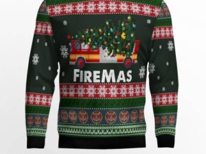 Firefighter Firemas Ugly Christmas Sweater - Image 1