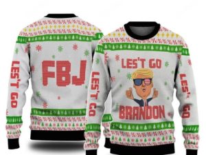 Fjb Lets Go Brandon T Holiday Ugly Christmas Sweater - Image 1