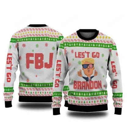 fjb lets go brandon t holiday ugly christmas sweater 1 Fjb Lets Go Brandon T Holiday Ugly Christmas Sweater - Image 1